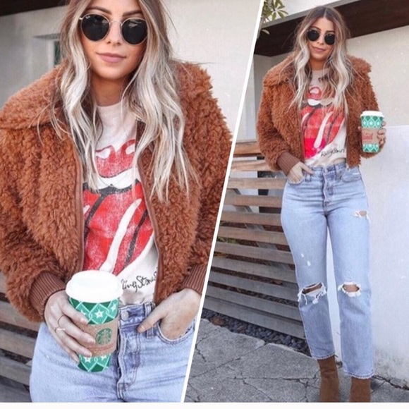 SALE LAST 1 Teddy Faux Fur Zip-up Jacket Large - Picture 3 of 6